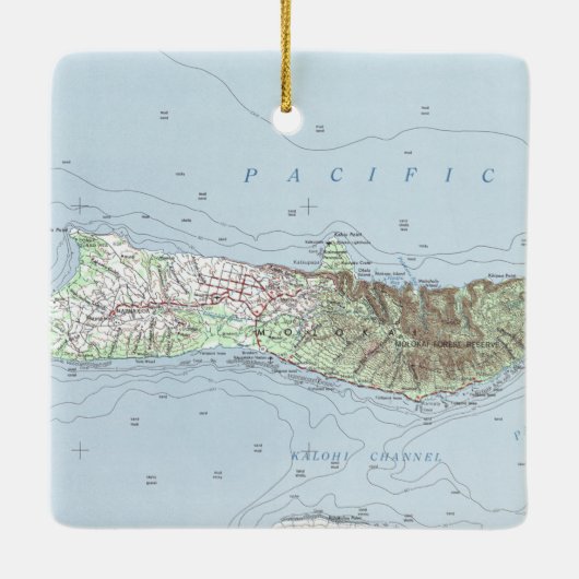 Molokai kaart keramisch ornament (Achterkant)