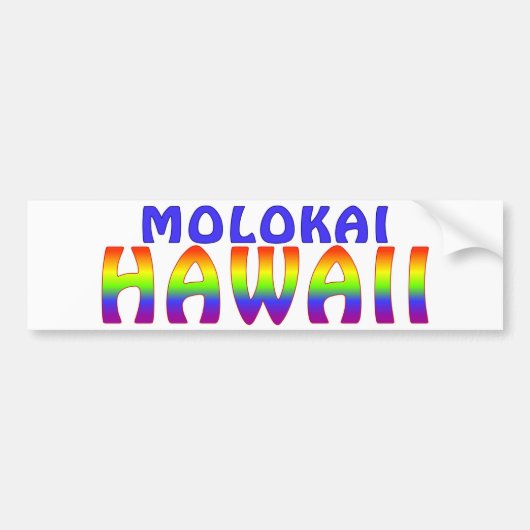 Molokai Regenboogschrift Hawaii Bumpersticker (Voorkant)