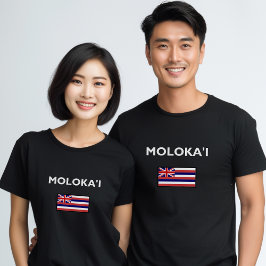 Molokai USA Hawaïaanse vlag Donkere kleur T-shirt