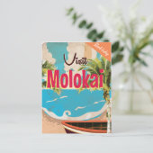 Molokai Vintage Travel Poster Briefkaart (Staand voorkant)