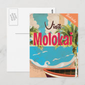 Molokai Vintage Travel Poster Briefkaart (Voorkant / Achterkant)