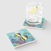 Molokini Cove Hawaiian Angel Fish Tropical Stenen Onderzetter (Zijkant)