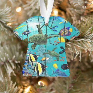 Molokini Cove Hawaiian Tropical Fish Aloha Shirt Ornament