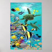 Molokini Cove Hawaiian Tropical Fish and Zee Turtl Poster (Voorkant)