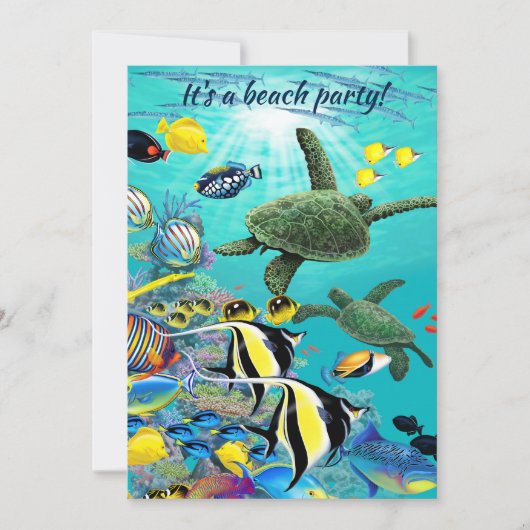 Molokini Cove Hawaiian Tropical Fish Turtle Luau Kaart (Voorkant)