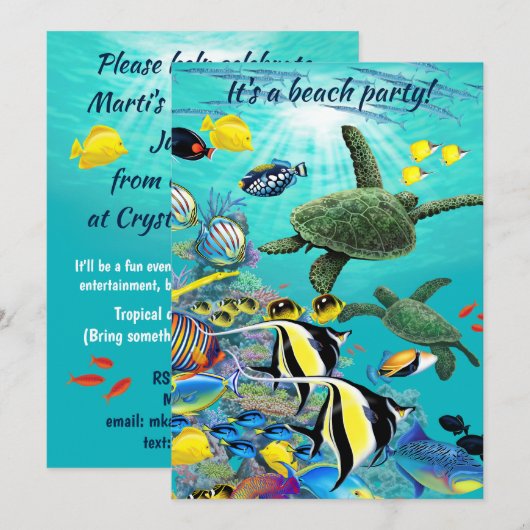 Molokini Cove Hawaiian Tropical Fish Turtle Luau Kaart (Voorkant / Achterkant)