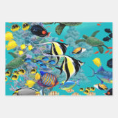 Molokini Cove Hawaiian Tropical Fish Turtle Trio Inpakpapier Vel (Voorkant 3)