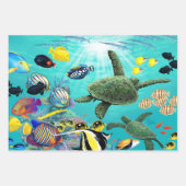 Molokini Cove Hawaiian Tropical Fish Turtle Trio Inpakpapier Vel (Voorkant)