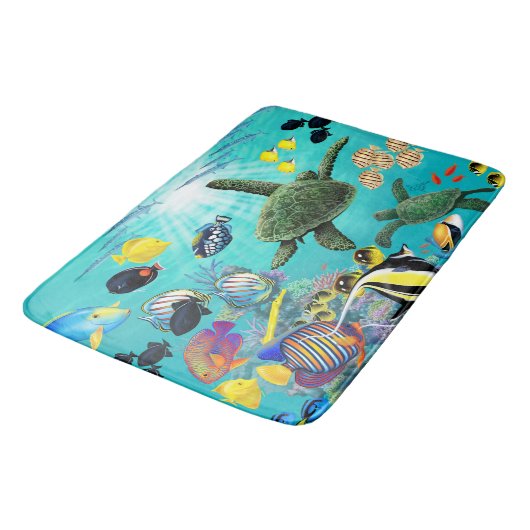 Molokini Cove Hawaiian Tropical Fish Zee Turtle Badmat (Gekanteld)