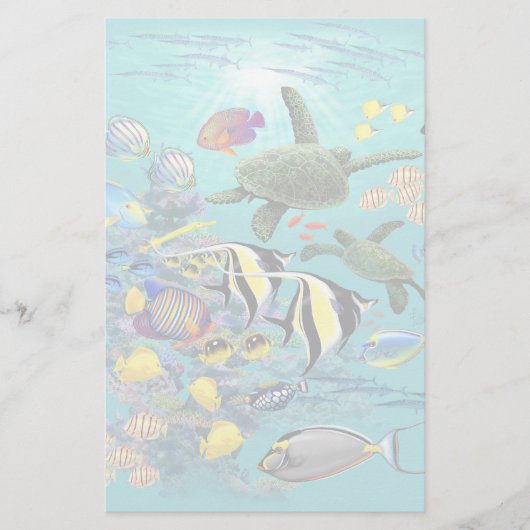 Molokini Cove Hawaiian Tropical Fish Zee Turtle Briefpapier (Voorkant)