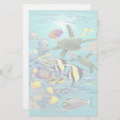 Molokini Cove Hawaiian Tropical Fish Zee Turtle Briefpapier (Voorkant / Achterkant)