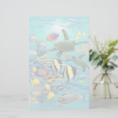 Molokini Cove Hawaiian Tropical Fish Zee Turtle Briefpapier (Staand voorkant)