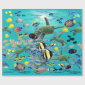 Molokini Cove Hawaiian Tropical Fish Zee Turtle Cadeaupapier (Vlak)