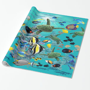 Molokini Cove Hawaiian Tropical Fish Zee Turtle Cadeaupapier