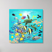 Molokini Cove Hawaiian Tropical Fish Zee Turtle Canvas Afdruk (Voorkant)