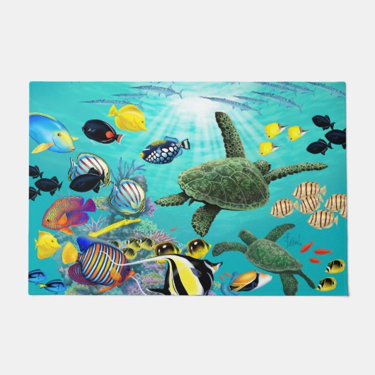 Molokini Cove Hawaiian Tropical Fish Zee Turtle Deurmat (Voorkant)