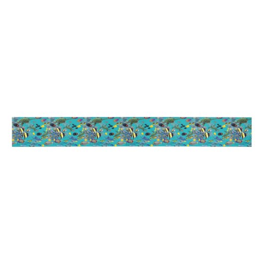 Molokini Cove Hawaiian Tropical Fish Zee Turtle Grosgrain Lint (Voorkant)