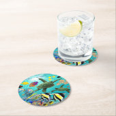 Molokini Cove Hawaiian Tropical Fish Zee Turtle Ronde Kartonnen Onderzetter (Insitu)