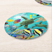 Molokini Cove Hawaiian Tropical Fish Zee Turtle Ronde Kartonnen Onderzetter (Gebogen)