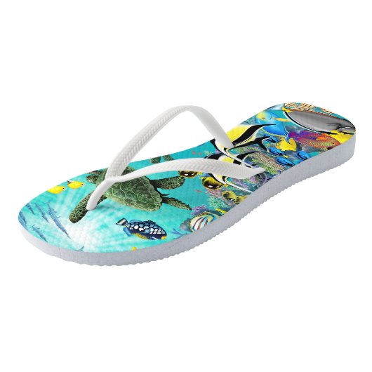 Molokini Cove Hawaiian Tropical Fish Zee Turtle Teenslippers (Schuin)