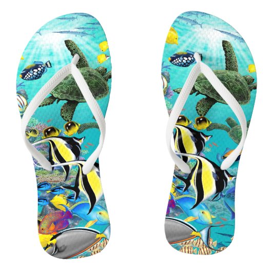 Molokini Cove Hawaiian Tropical Fish Zee Turtle Teenslippers (Voetbed)