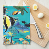 Molokini Cove Hawaiian Tropical Fish Zee Turtle Theedoek (Quarter Fold)