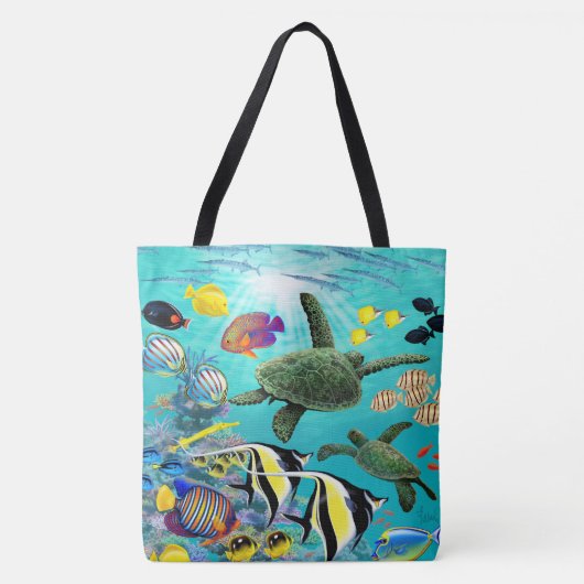 Molokini Cove Hawaiian Tropical Fish Zee Turtle Tote Bag (Voorkant)