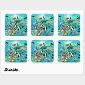 Molokini Cove Hawaiian Tropical Fish Zee Turtle Vierkante Sticker (Vel)