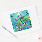 Molokini Cove Hawaiian Tropical Fish Zee Turtle Vierkante Sticker (Envelop)
