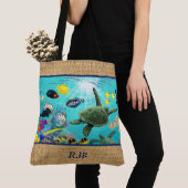 Molokini Cove Hawaiian Tropical Monogram Beach Bag Tote Bag (Dichtbij)