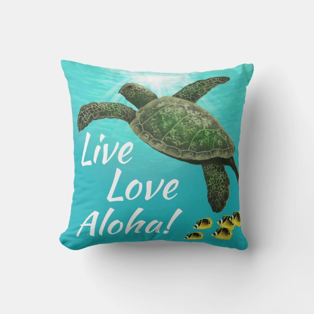Molokini Cove Hawaiian Zee Turtle Reversible Buitenkussen (Voorkant)