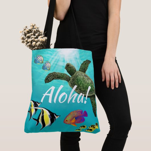 Molokini Cove Hawaiian Zee Turtle Reversible Tote Bag (Dichtbij)