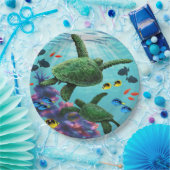 Molokini Cove Hawaiian Zee Turtles Tropical Papieren Bordje (Feest)