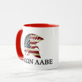Molon Labe 11oz keramische Mok, rode handgreep Mok (Voorkant links)
