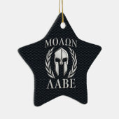 Molon Labe Chrome Als Spartaanse Helm op Grille Keramisch Ornament (Rechts)
