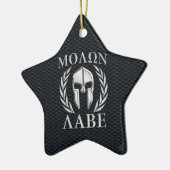 Molon Labe Chrome Als Spartaanse Helm op Grille Keramisch Ornament (Links)