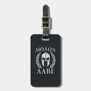 Molon Labe Chrome als Spartan Helmet op Grille Bagagelabel