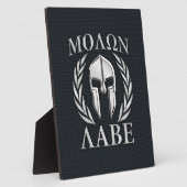 Molon Labe Chrome als Spartan Helmet op Grille Fotoplaat (Zijkant)