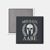 Molon Labe Chrome als Spartan Helmet op Grille Magneet (Voorkant / Achterkant)