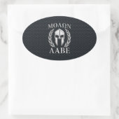 Molon Labe Chrome als Spartan Helmet op Grille Ovale Sticker (Tas)