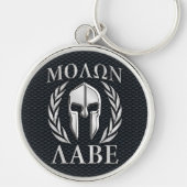 Molon Labe Chrome als Spartan Helmet op Grille Sleutelhanger (Voorkant)