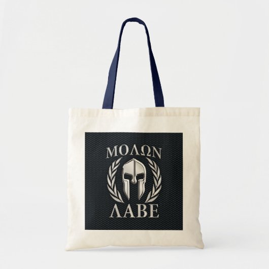 Molon Labe Chrome als Spartan Helmet op Grille Tote Bag (Voorkant)