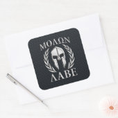 Molon Labe Chrome als Spartan Helmet op Grille Vierkante Sticker (Envelop)