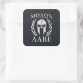 Molon Labe Chrome als Spartan Helmet op Grille Vierkante Sticker (Tas)