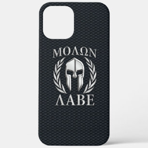 Molon Labe Chrome Spartan Helmet op Grille iPhone 12 Pro Max Hoesje