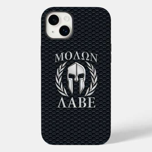 Molon Labe Chrome Spartan Helmet op Grille Case-Mate iPhone Case (Achterkant)