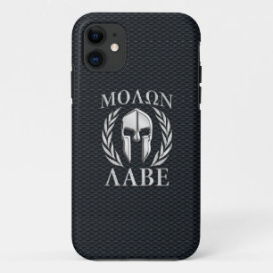 Molon Labe Chrome Spartan Helmet op Grille iPhone Case-Mate iPhone Case