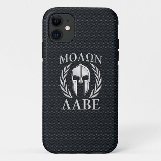Molon Labe Chrome Spartan Helmet op Grille iPhone Case-Mate iPhone Case (Achterkant)