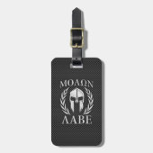Molon Labe Chrome Spartan Helmet over koolstofveze Bagagelabel (Voorkant verticaal)