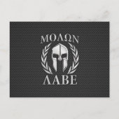 Molon Labe Chrome Spartan Helmet over koolstofveze Briefkaart (Voorkant)